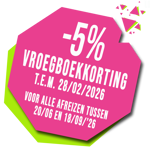 -5% VBK t.e.m. 28/02/'26 afreizen tss 20/06 & 18/09/'26